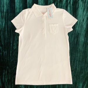 School uniform Girls short sleeve polo shirt with pocket,cat and Jack white.